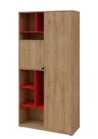 KSR6-83 P skříň šatní, 1x výsuvné ramínko, dvířka, niky, 2053x1022x400 mm, provedení pravé, korpus a